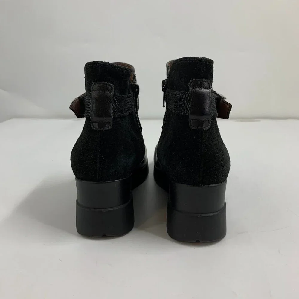 Hispanitas Women's Larae Leather Cross‎ Buckle Heeled Boot Size 7.5/38